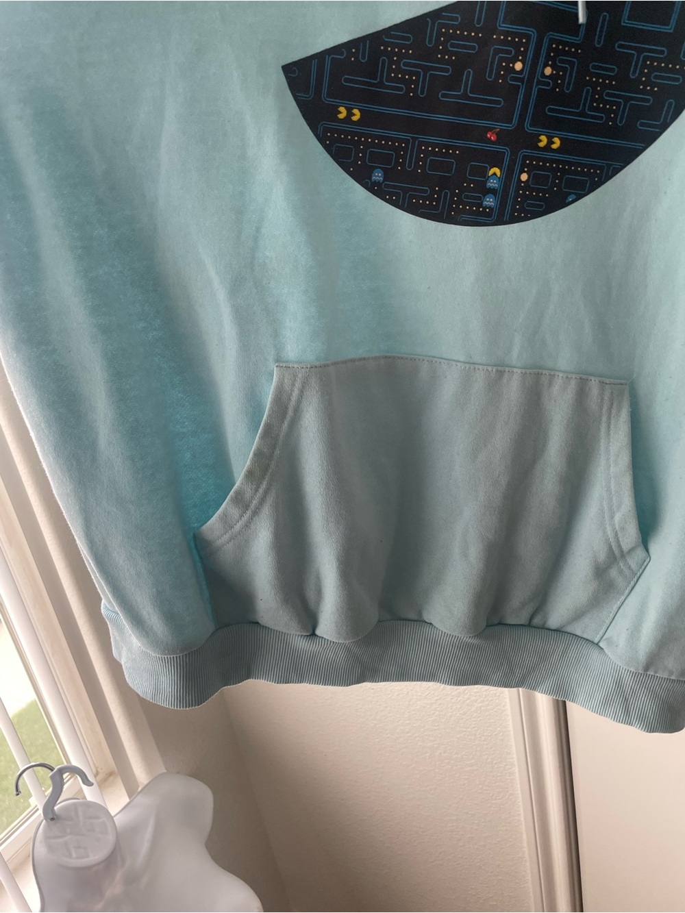 Light Blue Pac-Man Graphic Hoodie Sweatshirt - Unbranded - Picture 5 of 7